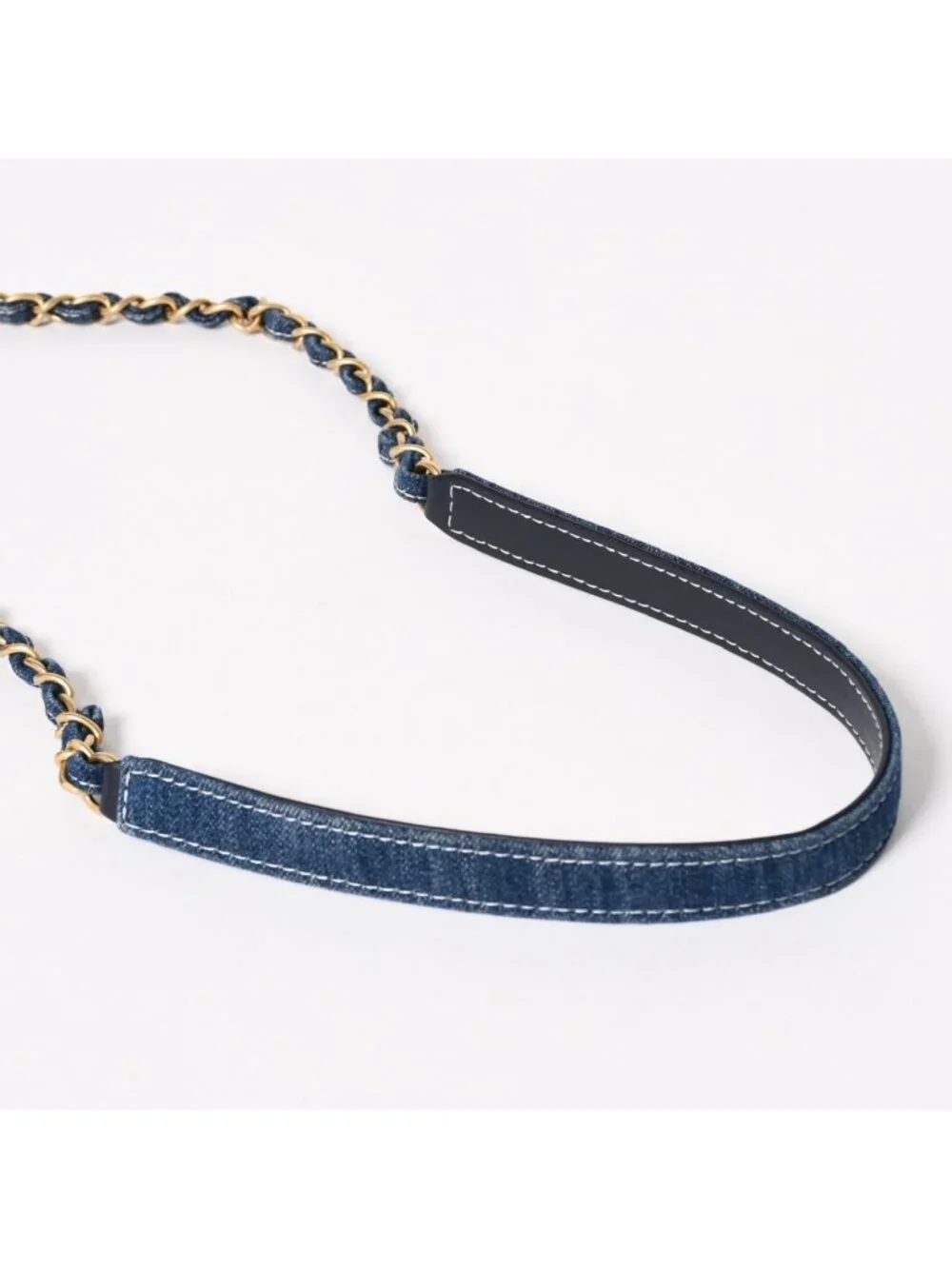 Chanel Vanity Chain Shoulder Bag CC Logo Denim Wild Stitch Gold